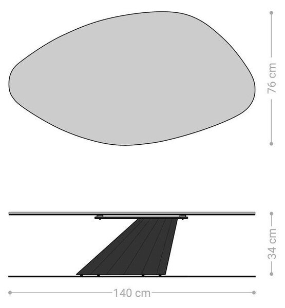 DELIFE Konferenční stolek Edge organický 140x76 cm keramika Laminam® Emperador Extra Lucidato tmavě hnědá Parabi kov černá