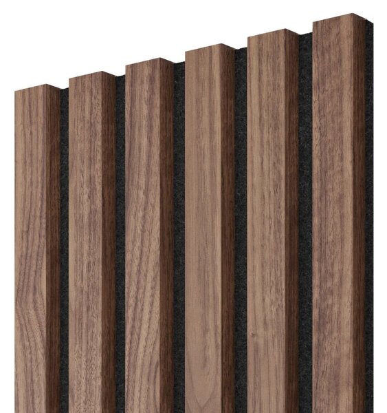 Akustický panel, dýha Americký ořech, černý filc, 30x275 cm