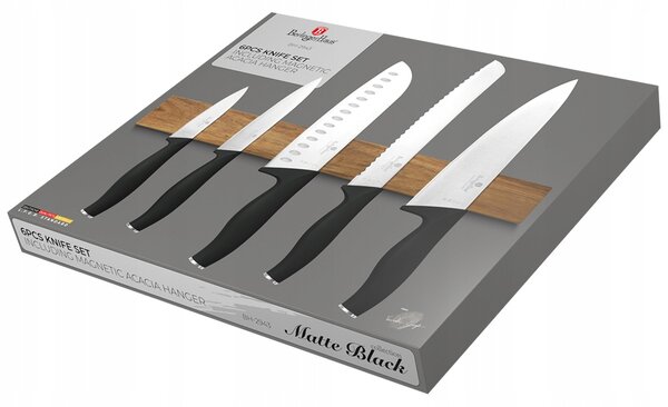 Sada nožů berlinger Haus s magnetickým držákem, 6 ks, Matte Black 2943