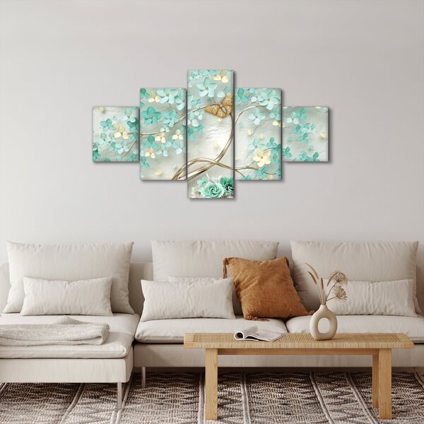Obraz květiny s motýly (125x70 cm)