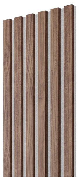 Akustický panel, dýha Americký ořech, šedý filc, 30x275 cm