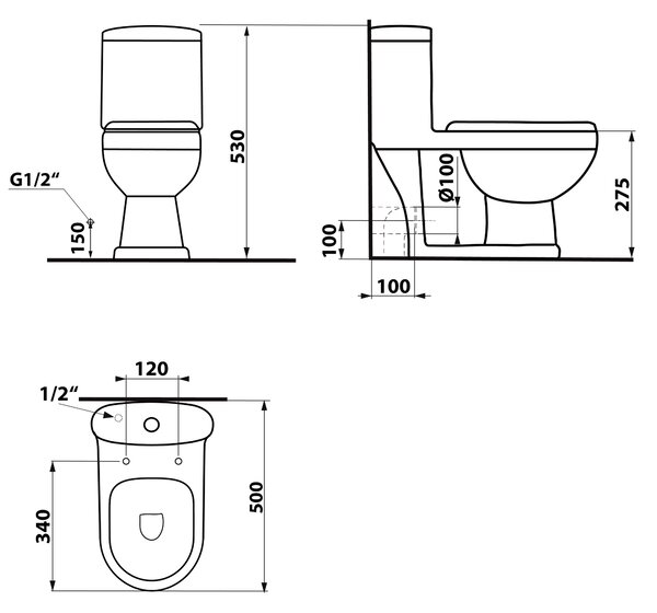 Aqualine Sapho, PETIT WC kombi dětské, zadní/spodní odpad, bílá