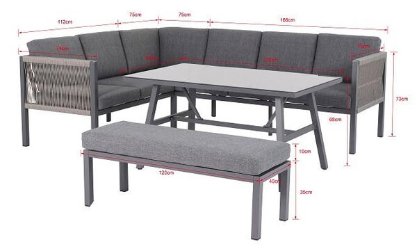ZAHRADNÍ JÍDELNÍ SET 5dílné, kov, plast, sklo, textil Ambia Garden - Online Only zahradní nábytek, Online Only