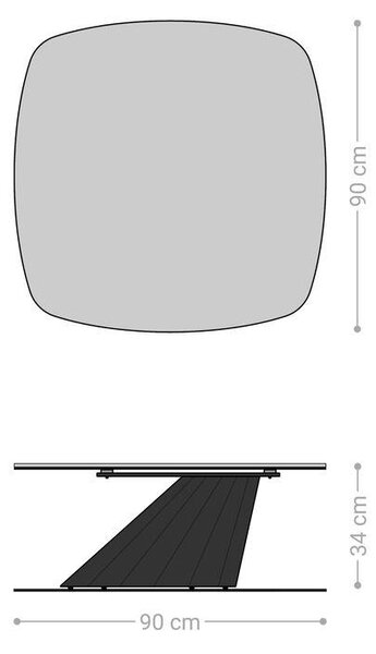 DELIFE Konferenční stolek Edge Boot 90x90 cm keramika Laminam® Emperador Extra Lucidato tmavě hnědá Parabi kov černá