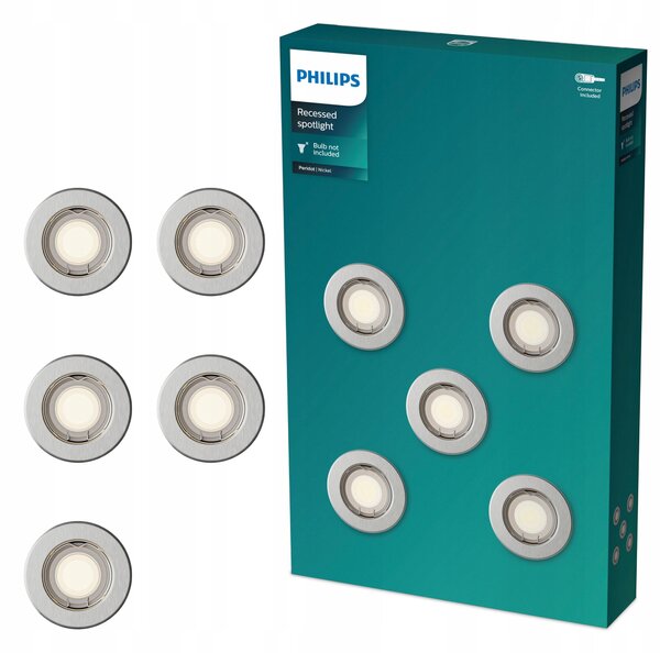 5x Podhledové Halogenové Svítidlo Zápustné LED GU10 NIKIEL Peridot Philips