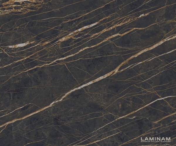 DELIFE Konferenční stolek Edge Boot 90x90 cm keramika Laminam® Noir Desir hnědá Parabi kov černá