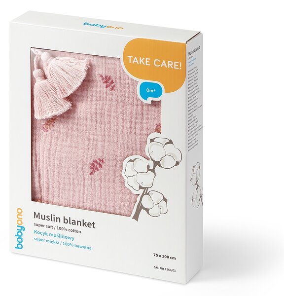 Mušelínová deka pro miminka 75x100 Babyono 1566/01 Růžová