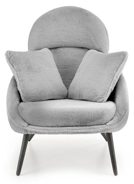Designové křeslo MERRY s polštáři - ocel, látka, šedá