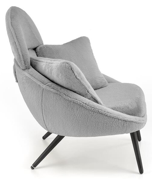 Designové křeslo MERRY s polštáři - ocel, látka, šedá