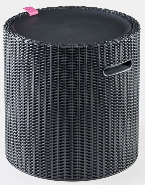 Zahradní stolek s úložným prostorem COOL STOOL — umělý ratan, grafit