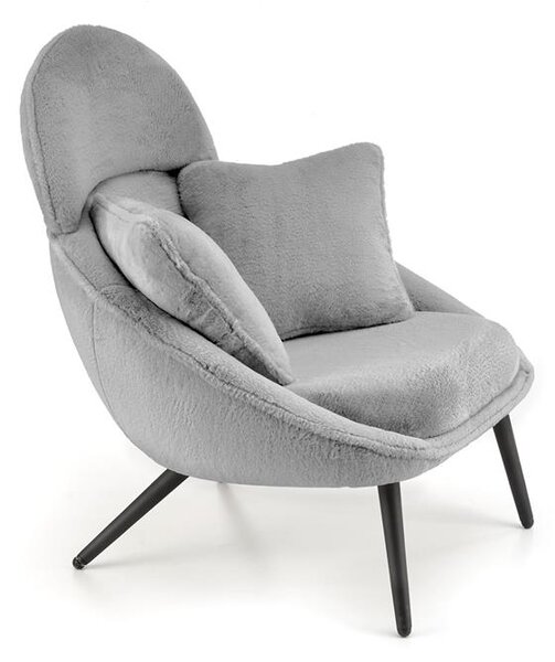 Designové křeslo MERRY s polštáři - ocel, látka, šedá
