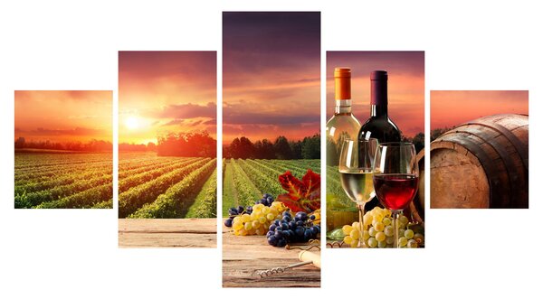 Obraz vinice s vínem (125x70 cm)