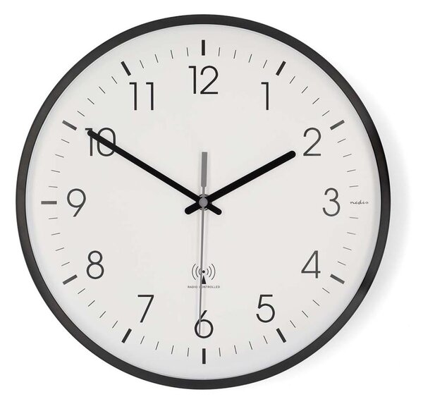 Nedis CLWA6226BK - Nástěnné hodiny pr. 30,5 cm 1xAA černá