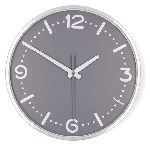 Nedis CLWA3226SS - Nástěnné hodiny pr. 30,5 cm 1xAA matný chrom