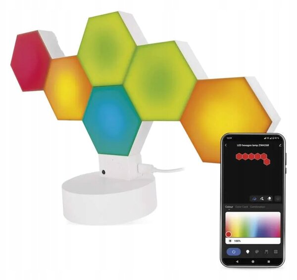 GoSmart LED Stolní lampa RGB IC Hexagon bílá, 6 dílů, stmívatelná, WiFi