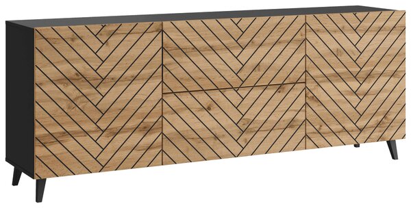 NÍZKÁ KOMODA, černá, 180/69,4/39 cm Livetastic - Černé komody, Online Only