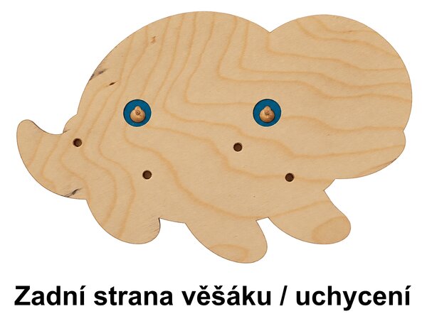 PokojovaDekorace.cz, Dřevěný věšák na zeď Želva – 4 kolíky, 30 x 19,5 cm Barva kolíků: Žlutá