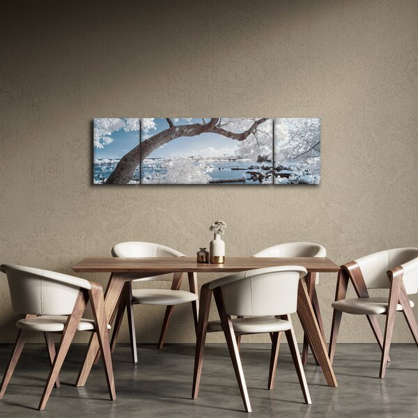Obraz zasněženého stromu u vody (170x50 cm)