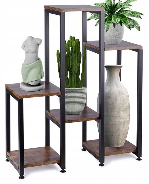 Držák Na Květináč Stojan na květiny 6-úrovňový kaskáda kovový Loft VILDE 80 cm