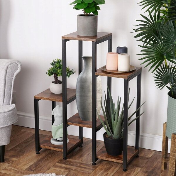 Držák Na Květináč Stojan na květiny 6-úrovňový kaskáda kovový Loft VILDE 80 cm