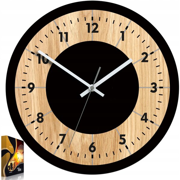 Nástěnné hodiny ModernClock černé, odstíny hnědé 33,5cm