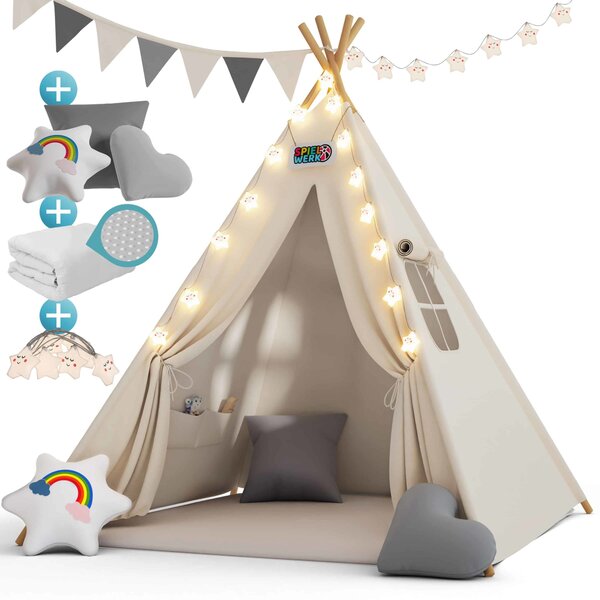 Deuba Dětský stan Teepee 160x130x130cm - bílý