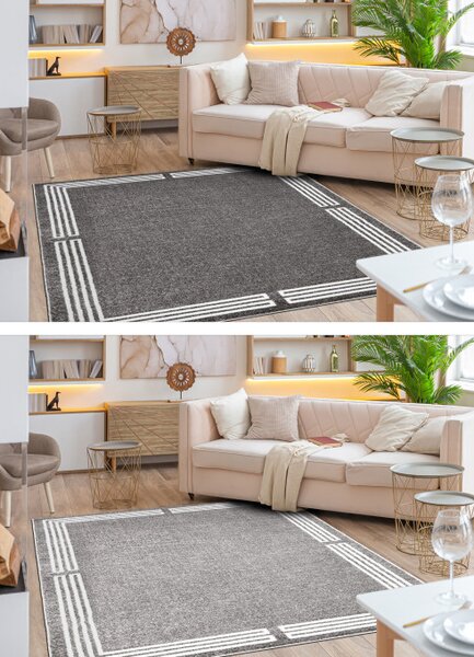 Koberec MATEO 8034/644 ramka - strukturální šedý