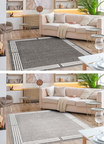 Koberec MATEO 8034/944 ramka - strukturální šedý / béžový