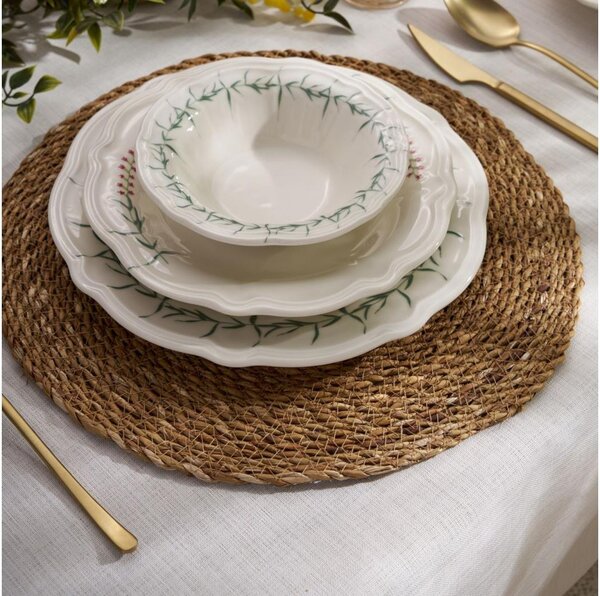 Jídelní sada 24 ks bílá/zelená/porcelán