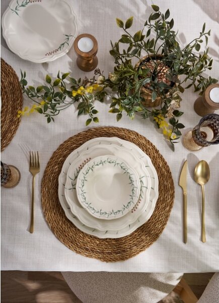 Jídelní sada 24 ks bílá/zelená/porcelán
