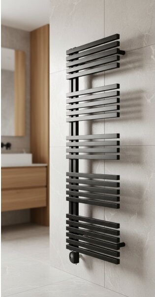 Vertaduro - Koupelnový radiátor s termostatem MICHELLE 600W 129x50 cm černá
