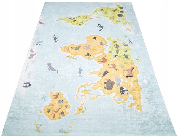 KOBEREC Barevný DĚTSKÝ 140x200 Mapa Světa Kontinenty