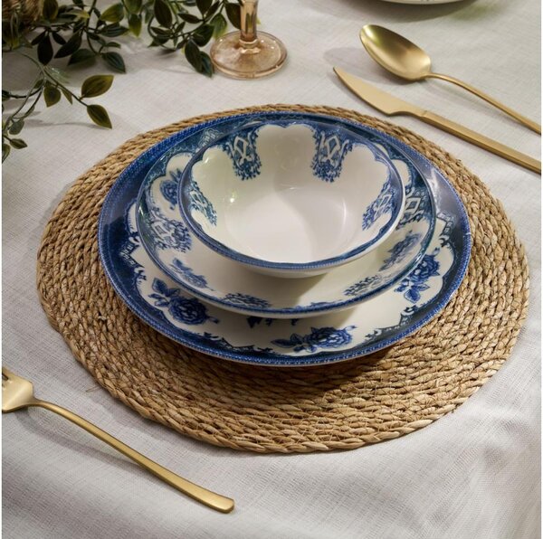 Jídelní sada 24 ks modrá/bílá/porcelán
