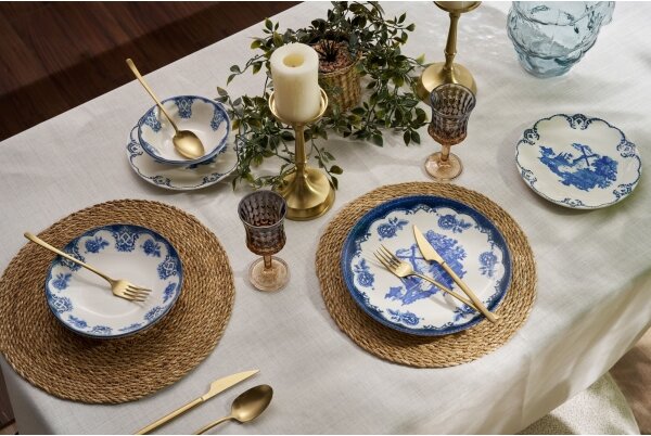 Jídelní sada 24 ks modrá/bílá/porcelán