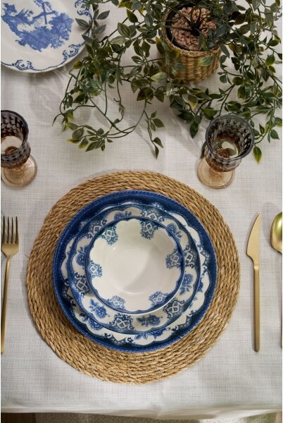Jídelní sada 24 ks modrá/bílá/porcelán