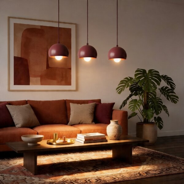 Lustr na lanku SOOL 3xE27/15W/230V burgundy