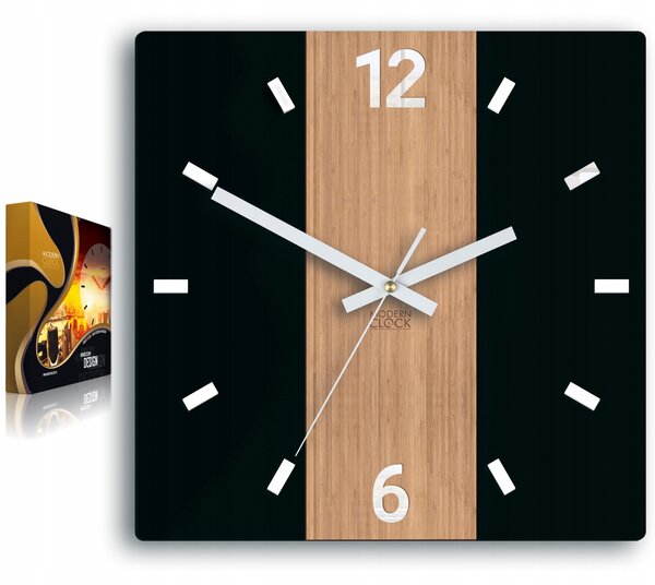 Nástěnné hodiny ModernClock bílé, černé, odstíny hnědé 30cm