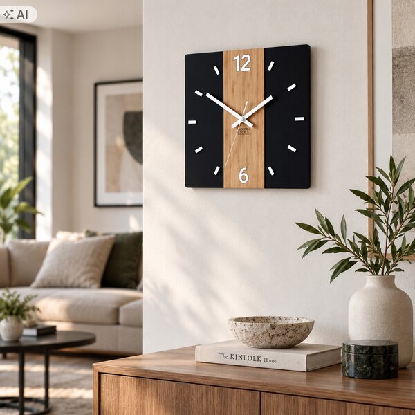 Nástěnné hodiny ModernClock bílé, černé, odstíny hnědé 30cm
