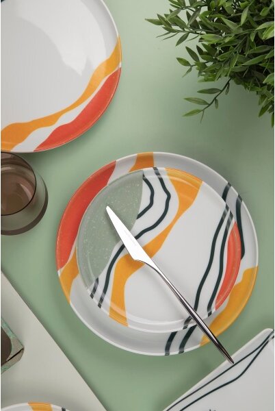Jídelní sada 18 ks pestrobarevná/porcelán