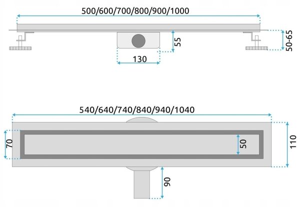 REA-G5806 - Odtokový žlab NEOX PRO 50 cm nikl