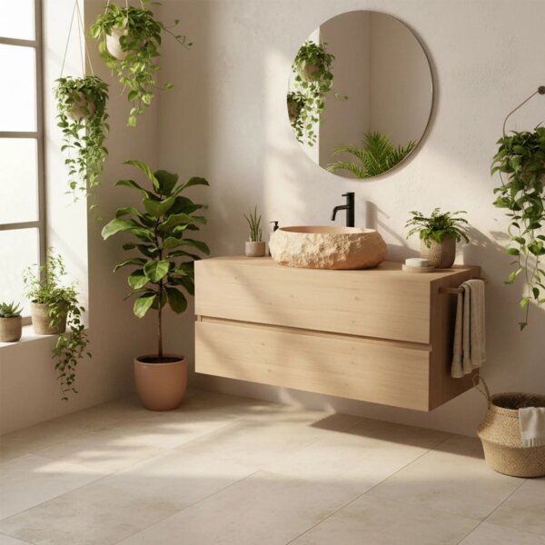 REA-U7348 - Umyvadlo na desku MIKA 38x50 cm oranžová/béžová/imitace kamene