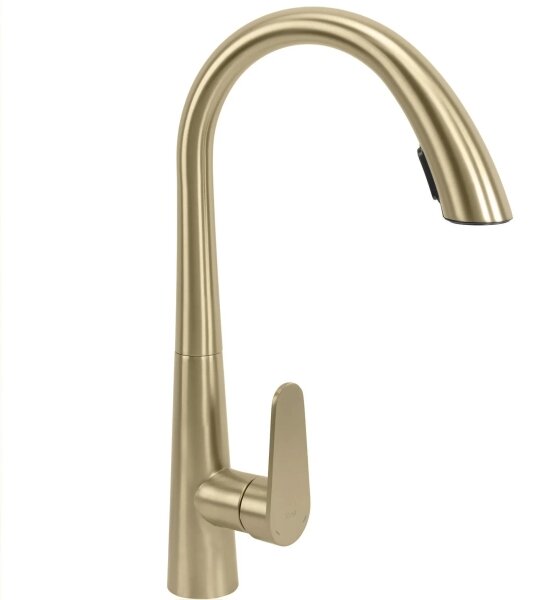 REA-B5312 - Dřezová baterie s vytahovací sprškou ROSS 43 cm broušená zlatá