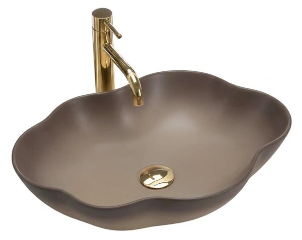 REA-U0629 - Umyvadlo na desku PEARL 38x50,5 cm keramika/hnědá