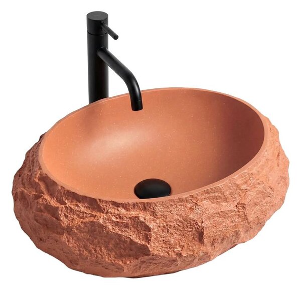 REA-U7349 - Umyvadlo na desku MIKA 38x50 cm oranžová/imitace kamene