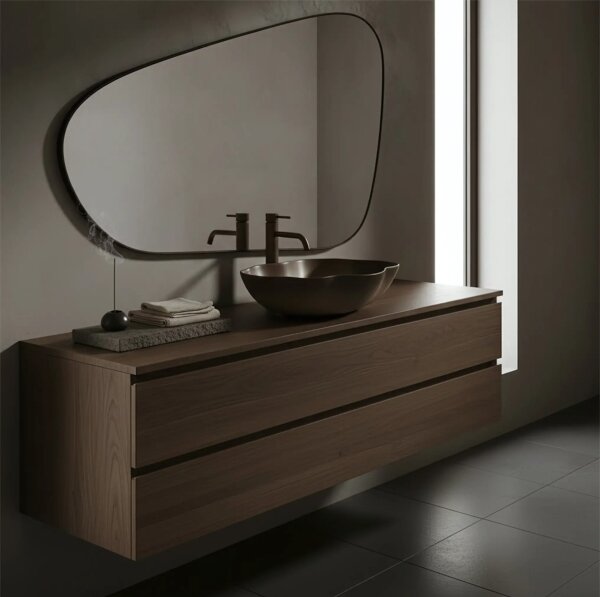 REA-U0629 - Umyvadlo na desku PEARL 38x50,5 cm keramika/hnědá