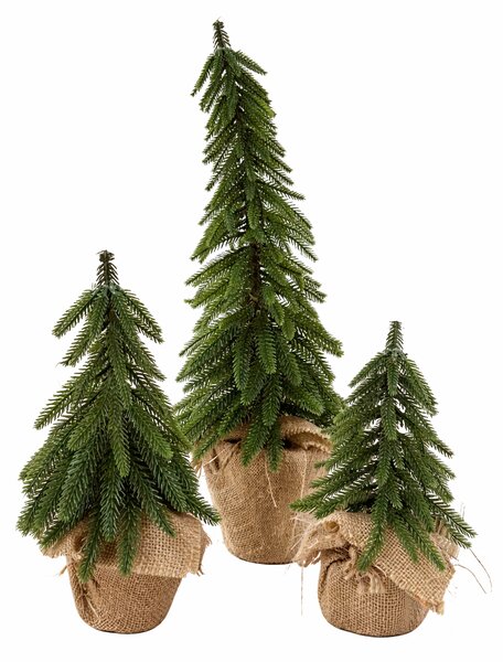 Dekorační vánoční stromek v jutovém obalu – 19 cm 3000957A
