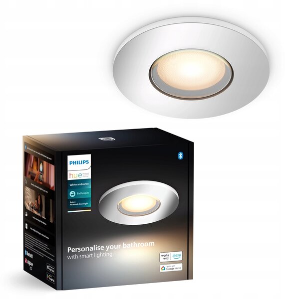 Zápustné LED svítidlo GU10 IP44 do koupelny, chromové, Zigbee Adore Philips HUE