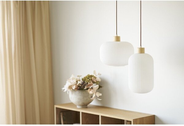 Bílé závěsné svítidlo se skleněným stínidlem ø 30 cm Argalo – House Nordic