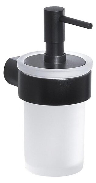 Gedy - Nástěnný dávkovač mýdla PIRENEI 110 ml mléčné sklo/matná černá