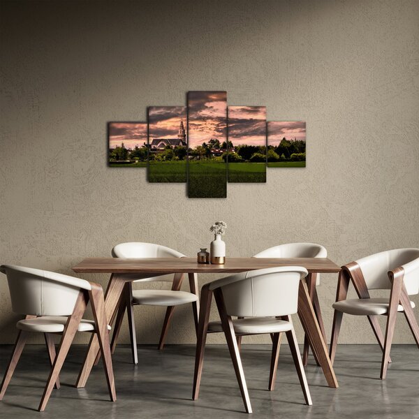 Obraz krajiny s kostelem (125x70 cm)